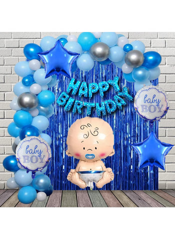 Baby Boy 5 Pcs Balloons Set. Includes Assorted Designs, Easy to Inflate | Perfect for Baby Showers & Birthday Parties