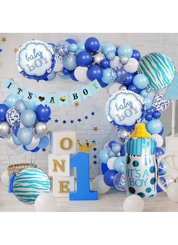 Baby Boy 5 Pcs Balloons Set. Includes Assorted Designs, Easy to Inflate | Perfect for Baby Showers & Birthday Parties