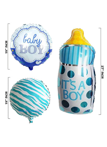 Baby Boy 5 Pcs Balloons Set. Includes Assorted Designs, Easy to Inflate | Perfect for Baby Showers & Birthday Parties