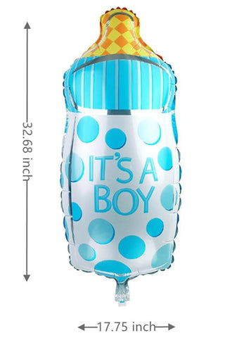 Baby Boy Bottle Foil Balloon Set Pack of 5. Unique Design, Durable Foil Material | Ideal for Baby Showers