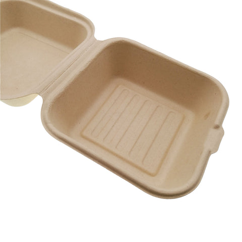 Bagasse Bento Box & Lunch Box 50Pcs– Eco-Friendly Bagasse, Secure Closure, Ideal for Cake and Lunch – Disposable Food Packaging | Perfect for Sustainable Use