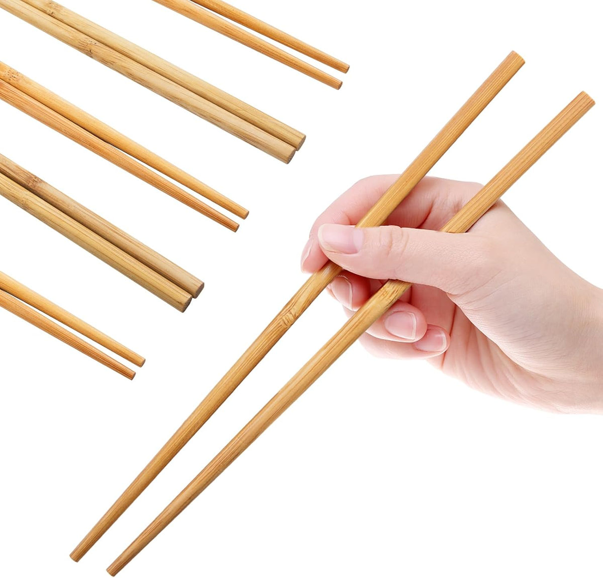 Bamboo Chopsticks 20Pcs– Eco-Friendly Bamboo, Traditional Design, Reusable – Wooden Cutlery | Ideal for Asian Cuisine