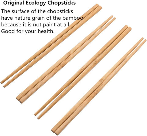 Bamboo Chopsticks 20Pcs– Eco-Friendly Bamboo, Traditional Design, Reusable – Wooden Cutlery | Ideal for Asian Cuisine