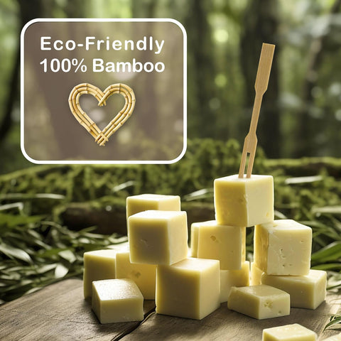 Bamboo Fruit Fork – Eco-Friendly Bamboo, Compact Size, Ideal for Fruits, Cheese – Wooden Cutlery | Perfect for Elegant Serving