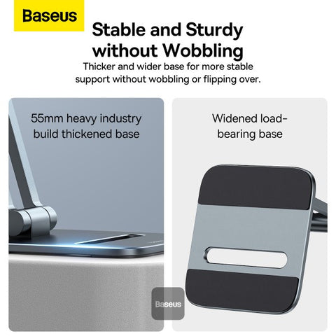 Baseus Desktop Biaxial Foldable Metal Stand for Tablets Grey – Foldable Design, Biaxial Adjustment, Grey Finish – Phone & Tablet | Ideal for Comfortable Viewing