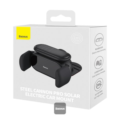 Baseus Steel Cannon Pro Solar Electric Car Mount – Solar-Powered, Durable Design, Universal Fit – Phone & Tablet | Ideal for Car Use