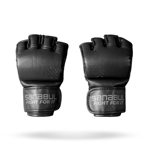 Sanabul Battle Forged 4 Oz MMA Gloves - Black Faux Leather, Enhanced Comfort, Technological Advancements – Training and Sparring