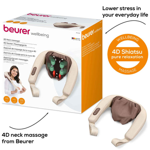 Beurer 4D Neck Massager MG 153 – 4D Massage Technology, Heat Function, Adjustable Intensity | Neck Massager