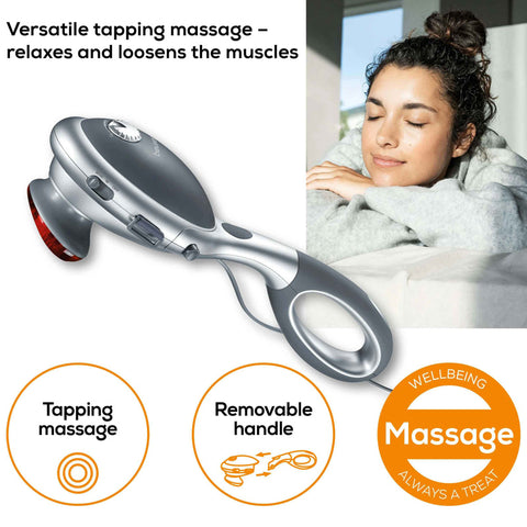 Beurer Handheld Percussion Massager with Removable Handle and Infrared Heat MG 70 – Percussion Massage, Infrared Heat, Removable Handle | Handheld Massager