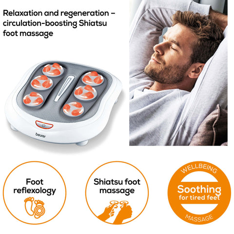 Beurer Shiatsu Foot Massager FM 60 – Shiatsu Massage, Adjustable Intensity, Ergonomic Design | Foot Massager