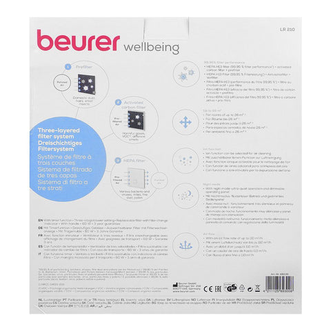 Beurer Air Purifier LR-210 – H13 HEPA filter, 3 fan settings, Sleep mode – Air Purifier