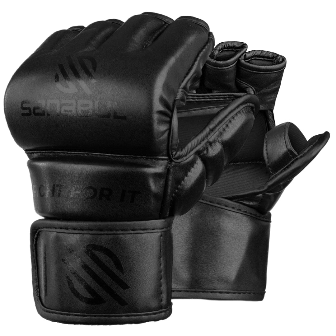 Sanabul Essential 4 oz MMA Gloves – All Black, Performance Engineered for Versatile Training Durable, Comfortable, and Ideal for Grappling and Striking