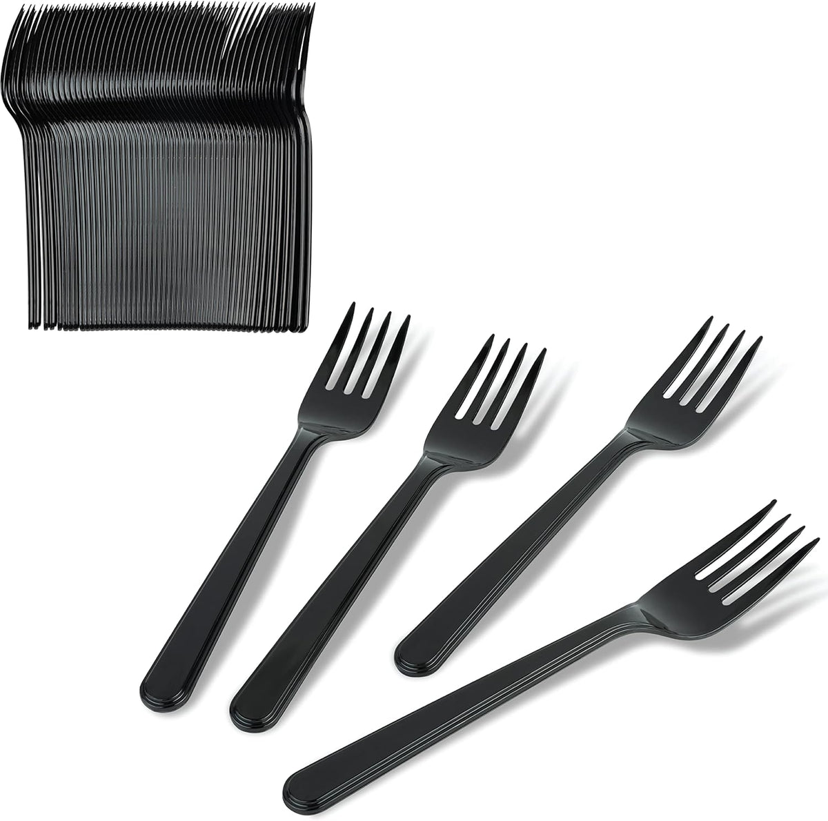 Black Plastic Forks 10Pcs – Sleek Design, Durable Plastic, Ideal for Events – Disposable Cutlery | Elegant and Practical