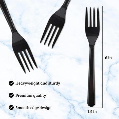 Black Plastic Forks 10Pcs – Sleek Design, Durable Plastic, Ideal for Events – Disposable Cutlery | Elegant and Practical