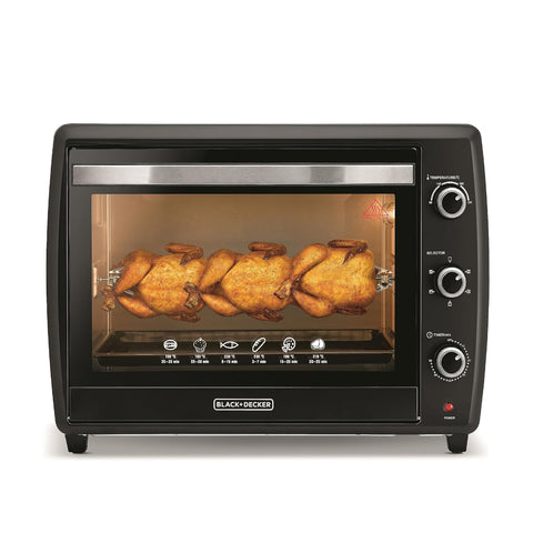 Black & Decker Double Glass Multifunction Toaster Oven TR-070, 70L, Black – 2200W, Rotisserie, Toast/Bake/Broil Functions, Adjustable Temperature Control, Non-Stick Coating, Cool Touch Exterior