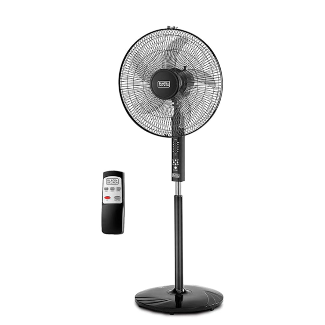 Black & Decker Pedestal Stand Fan With Remote Control – Black, 16 Inches, FS1620R – Adjustable Pedestal Fan with Remote for Enhanced Comfort