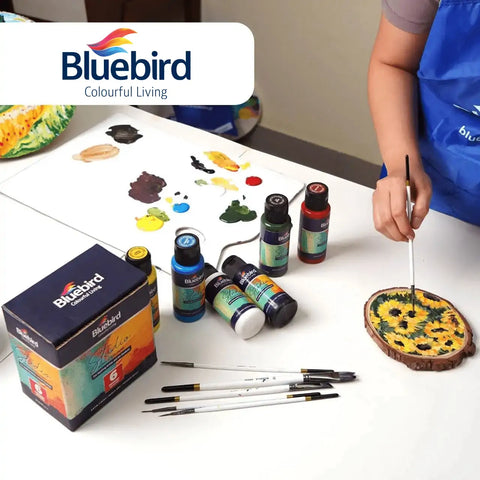 Bluebird Acrylic Colours 6 Primary Shades 6x100ml – Vibrant Colors, Versatile Use, Non-Toxic – Acrylic Paint Set | Perfect for Color Mixing and Techniques