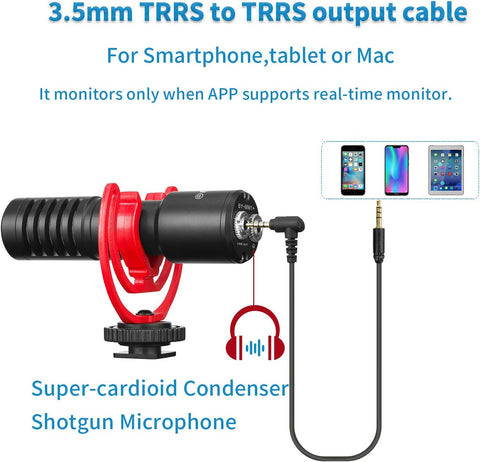 Boya Super-Cardioid Condenser Shotgun Microphone BY-MM1+ – Superior Directional Audio, Super-Cardioid Pattern, Compact Build – Shotgun Microphone | Perfect for Clear Vlogging Audio