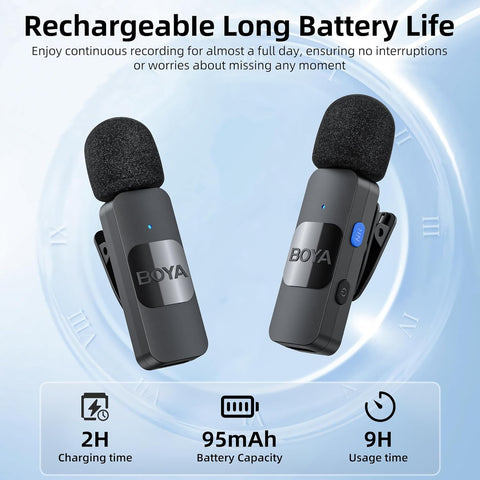 Boya Ultra compact Wireless Microphone System BY-V1 – Wireless Freedom, Ultra compact Design, Reliable Connectivity – Wireless Microphone | Ideal for Mobile and On-the-Go Vlogging