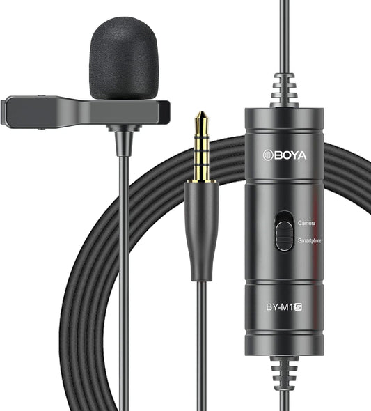 Boya Universal Lavalier Microphone BY-M1S – Superior Audio Capture, Universal Compatibility, Lightweight Design – Lavalier Microphone | Ideal for Everyday Vlogging
