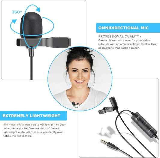 Boya Universal Lavalier Microphone BY-M1S – Superior Audio Capture, Universal Compatibility, Lightweight Design – Lavalier Microphone | Ideal for Everyday Vlogging