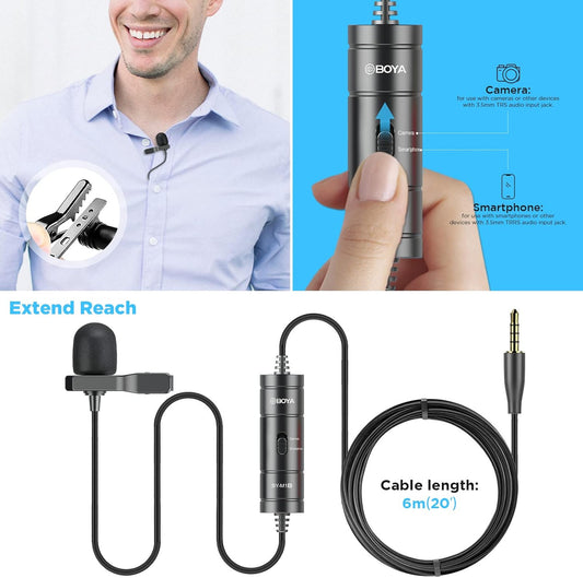 Boya Universal Lavalier Microphone BY-M1S – Superior Audio Capture, Universal Compatibility, Lightweight Design – Lavalier Microphone | Ideal for Everyday Vlogging