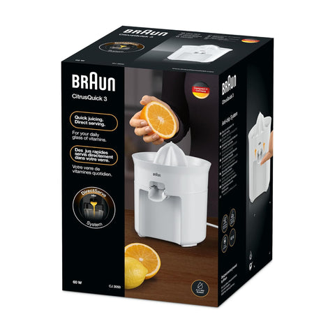 Braun CitrusQuick 3 Citrus Juicer CJ 3050 – Automatic Operation, Quick Juice Extraction, Direct Serving into Glass – Citrus Juicer