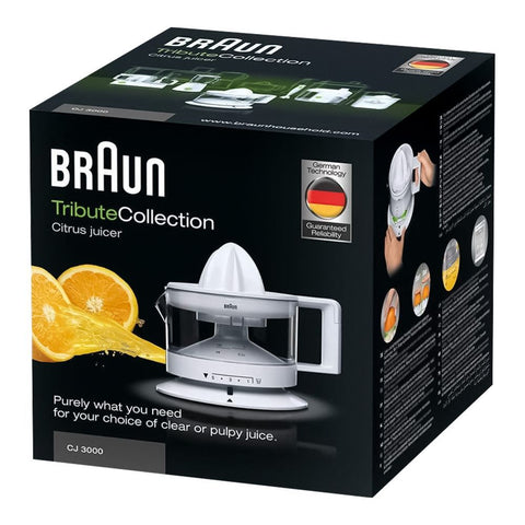 Braun Tribute Collection Citrus Juicer White CJ-3000 – White Finish, Compact Design, Easy Operation | Citrus Juicer