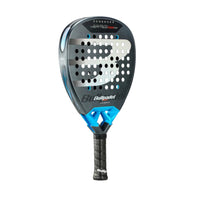 Padel racket with Bullpadel branding on a light gray background