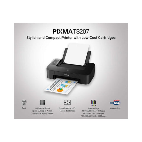 Canon Pixma TS-207 Inkjet Printer – Compact Color Printer, Simple Operation, Affordable Printing, Ideal for Everyday Home Use, Printers, Copiers & Fax Machines