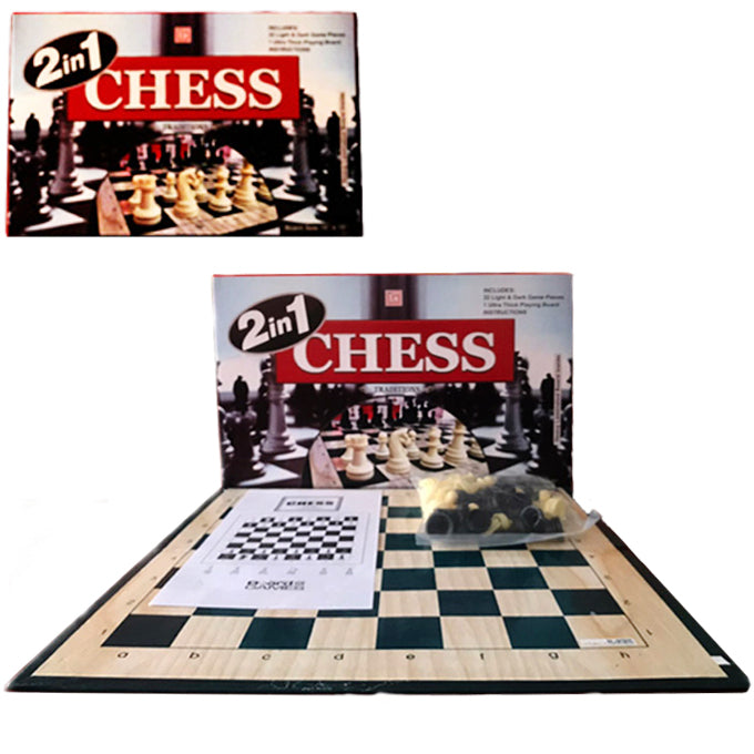 Chess & Draughts 2-in-1 Board Game. Classic Strategy Game, Portable & Fun for All Ages | Ideal for Family Gatherings