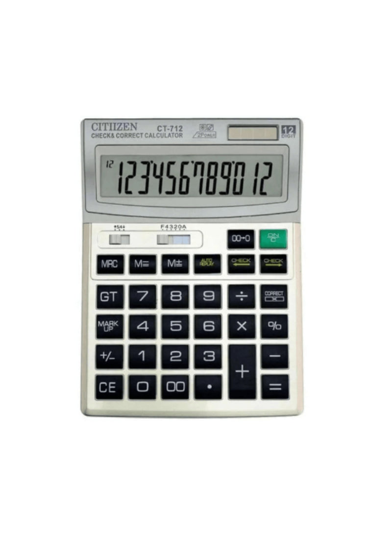 Citizen CT-712 Calculator – 12 Digits, Compact, Durable – Perfect for Office and School Use | Reliable Performance