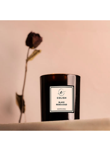 Colish Black Rose & Oud Scented Candle 230G – Rich, Woody, Floral Scent – Home Fragrance | Exotic Experience