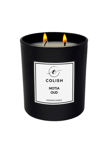 Colish Motia Oud Scented Candle 230G – Rich, Woody, Exotic Aroma – Home Fragrance | Premium Quality