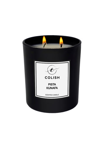 Colish Pista Kunafa Scented Candle 230G – Sweet, Nutty, Long-Lasting Fragrance – Home Fragrance | Luxury Scent