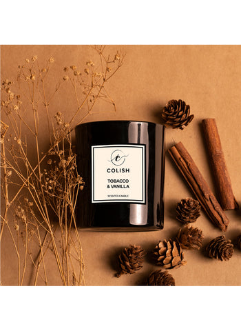 Colish Tobacco And Vanilla Scented Candle 230G – Warm, Sweet, Rich Aroma – Home Fragrance | Cozy Ambiance