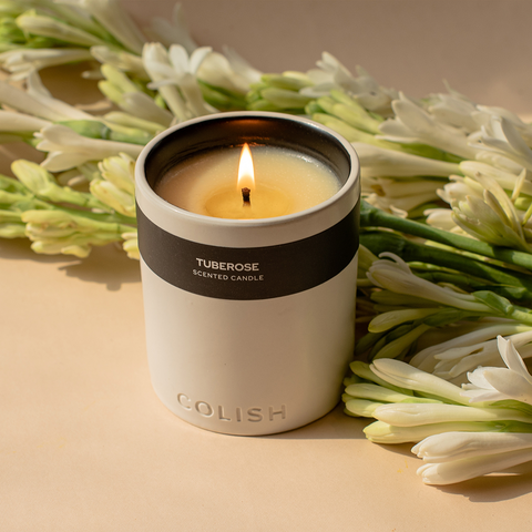 Colish Tuberose Candle 140g – Sweet & Creamy Floral Fragrance for a Relaxing Glow