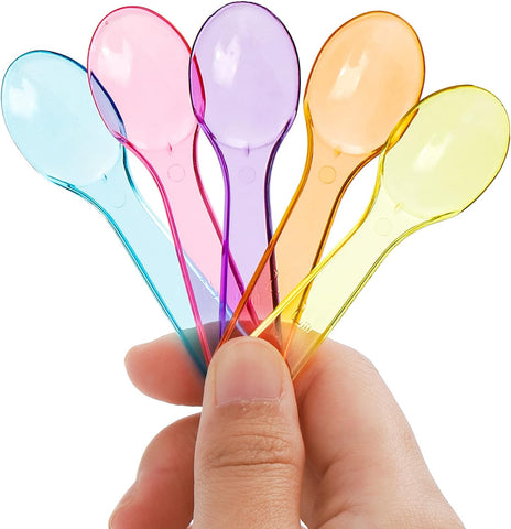 Color Gelato Spoons – Colorful Design, Ideal for Gelato, Durable Plastic – Disposable Spoons | Enhances Dessert Presentation