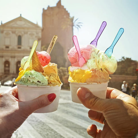 Color Gelato Spoons – Colorful Design, Ideal for Gelato, Durable Plastic – Disposable Spoons | Enhances Dessert Presentation