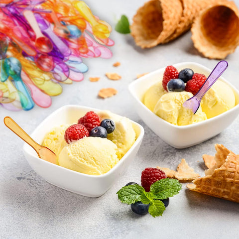 Color Gelato Spoons – Colorful Design, Ideal for Gelato, Durable Plastic – Disposable Spoons | Enhances Dessert Presentation