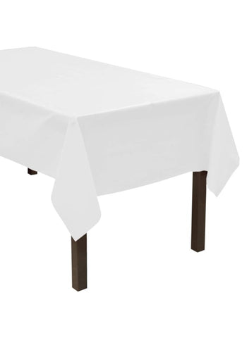 White Color Plastic Table Cover. Classic & Elegant, Suitable for All Occasions | Easy to Use & Dispose