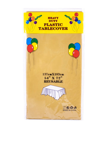 Golden Color Plastic Table Cover. Elegant & Shiny, Ideal for Party Decor | Disposable & Easy to Use