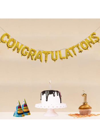 Congratulations Golden Colour Foil Balloons. Shiny & Festive, Ideal for Celebrations | Durable & Reusable