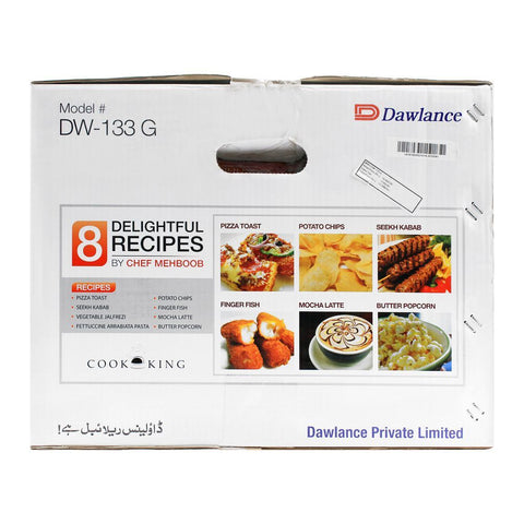 Dawlance Grill Microwave Oven, 30 Liters, DW-133 G – Compact & Efficient with Digital Panel, 27 Built-in Recipes, and Child Safety Lock