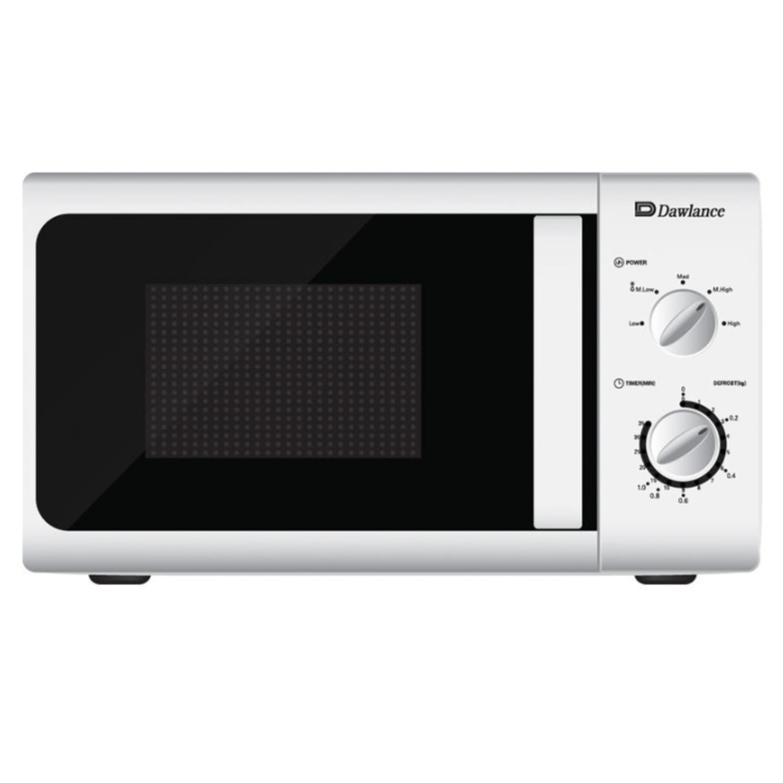 Dawlance Microwave Oven, Heating Series, 20L, White – Compact Design with Rotary Controls, Glass Turntable & Defrost Function | DW-210S