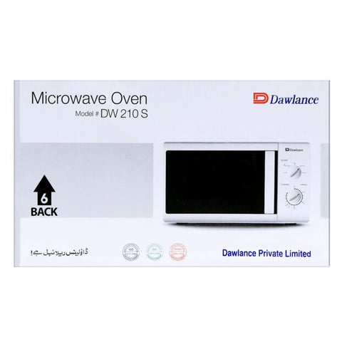 Dawlance Microwave Oven, Heating Series, 20L, White – Compact Design with Rotary Controls, Glass Turntable & Defrost Function | DW-210S