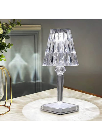 Decorative LED Lamp – Transparent Acrylic Body, Multi-Faceted Prism Design | Stylish & Modern Home Lighting