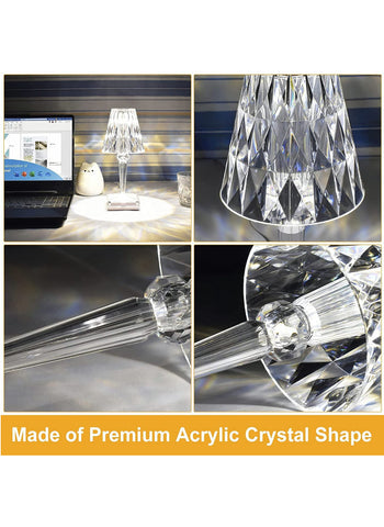 Decorative LED Lamp – Transparent Acrylic Body, Multi-Faceted Prism Design | Stylish & Modern Home Lighting