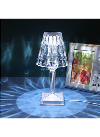 Decorative LED Lamp – Transparent Acrylic Body, Multi-Faceted Prism Design | Stylish & Modern Home Lighting