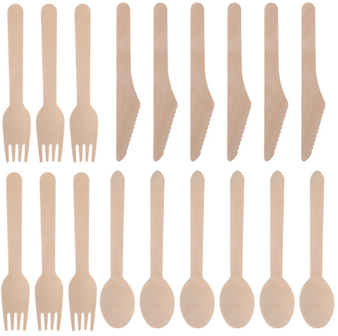 Disposable Birch Wood Cutlery Pack Of 3 Each Knife, Fork & Spoon – Eco-Friendly Wooden Cutlery | Essentials